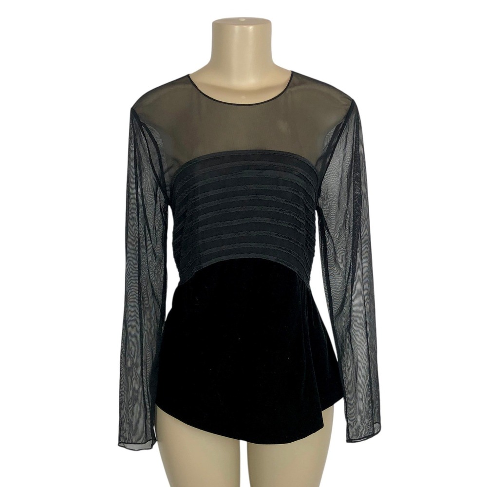 Vintage Chetta B Black Velvet Mesh Party Top Size 16 Whimsigoth Gothic‎ Romantic